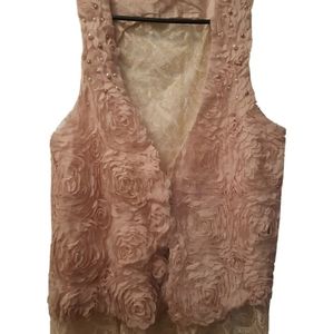 A'reve Anthropologie Lace Floral Pearl Boho Vest